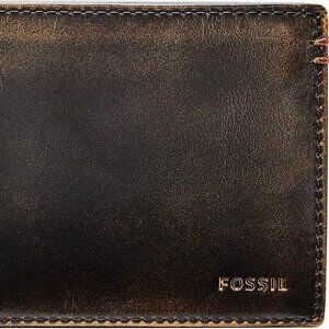 Men's Leather Bifold Wallet‎ with Flip ID Window for Men